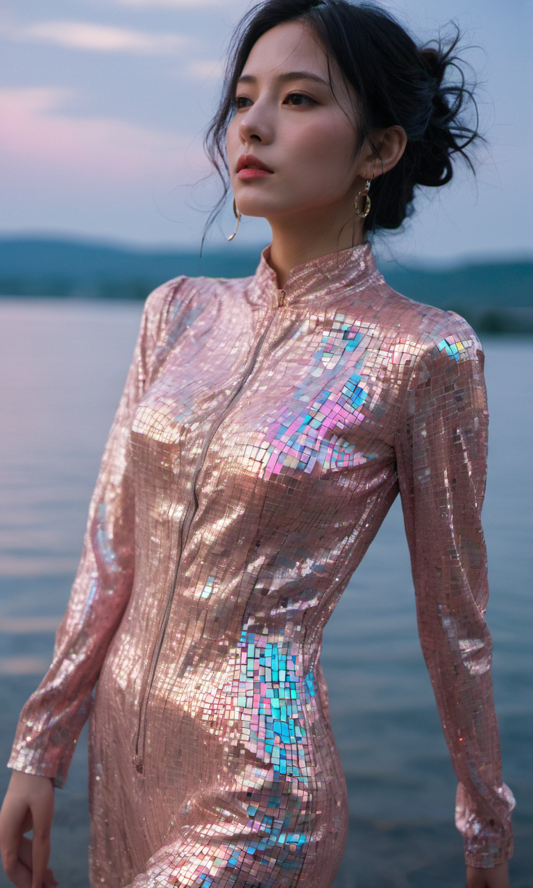 31745-4087515256-xxmixgirl, a woman in a shiny outfit stands by the water, in the style of sandalpunk, light silver and pink, vi.png